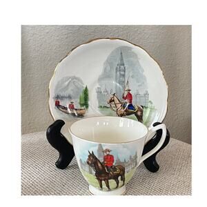 Vintage Rare England Bone China Cup & Saucer Horse Pony RCMP
